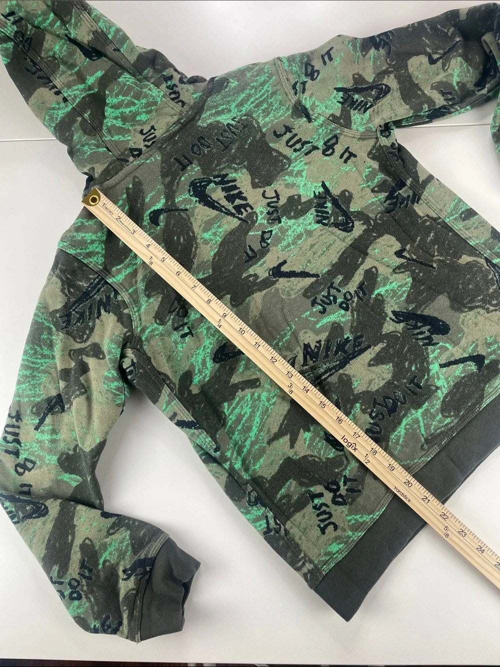 Nike Green Camo Pullover Hoodie with Green Logo